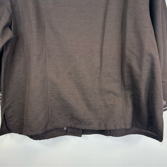 SilkLand 100% Silk 2X Brown Cream Tunic Embroidery Beading Boho Natural Elegant - Picture 11 of 13